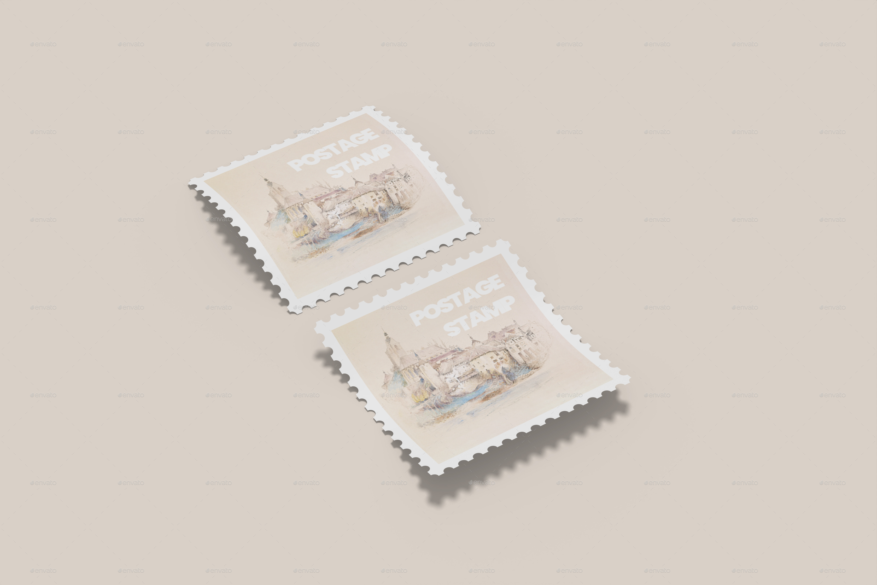 Square Postage Stamp Mockup, Graphics GraphicRiver